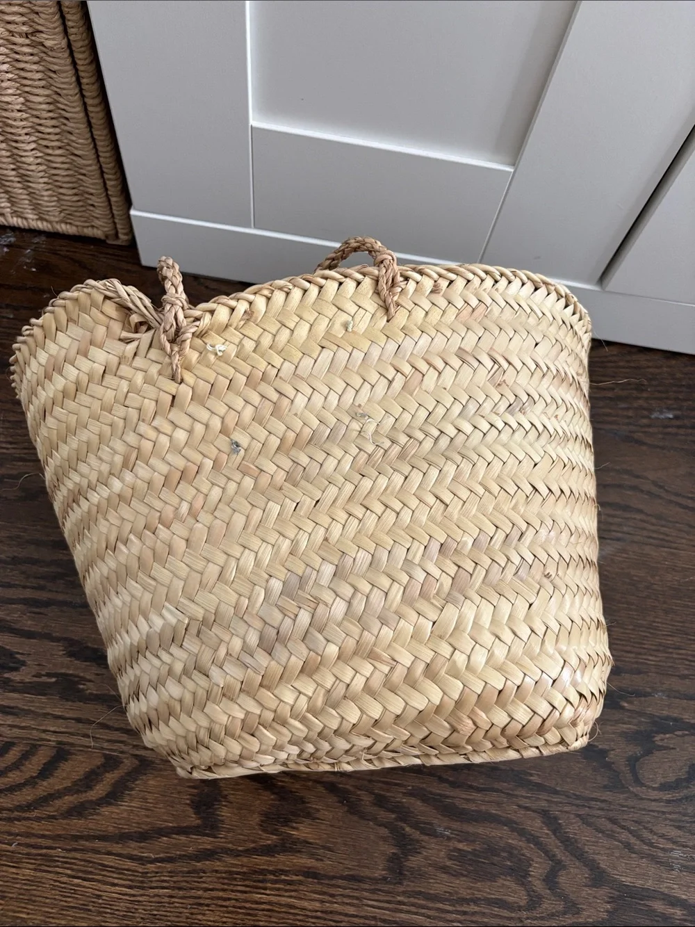 Handwoven Natural Straw Tote with Shell Accent - Natural